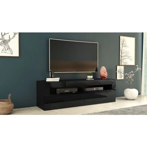 Szczegółowe zdjęcie nr 4 produktu Lakierowana szafka RTV Lafis 3X - czarny połysk