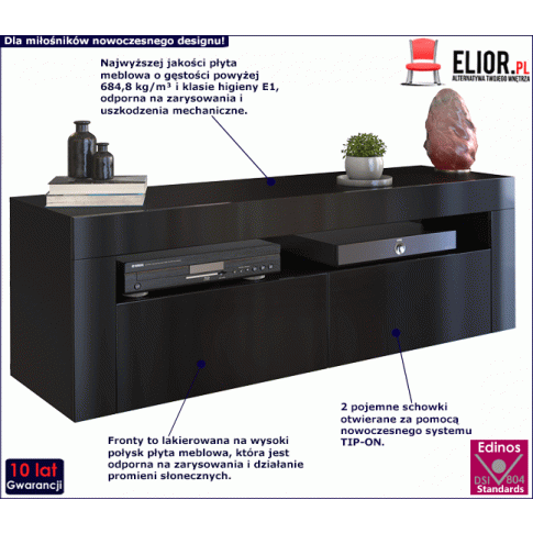 Fotografia Lakierowana szafka RTV Lafis 3X - czarny połysk z kategorii Szafki RTV