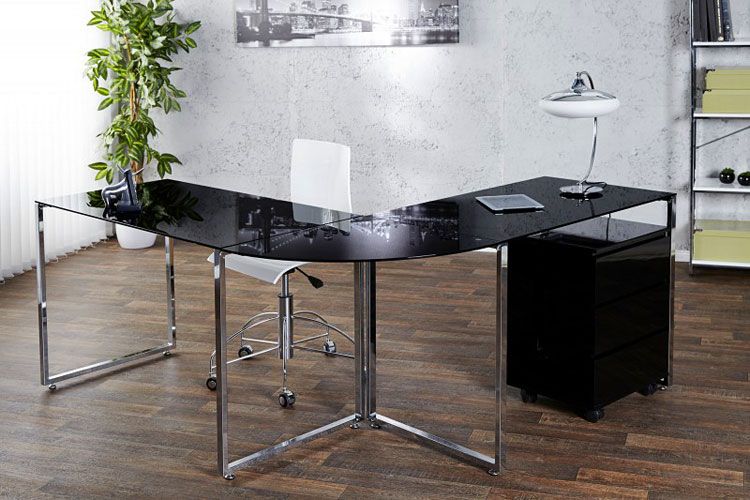 Produkt Szklane biurko narożne Prince - czarny - zdjęcie numer 2
