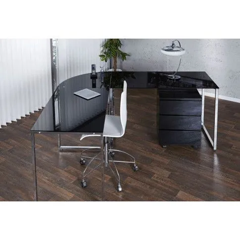 Szczegółowe zdjęcie nr 4 produktu Szklane biurko narożne Prince - czarny