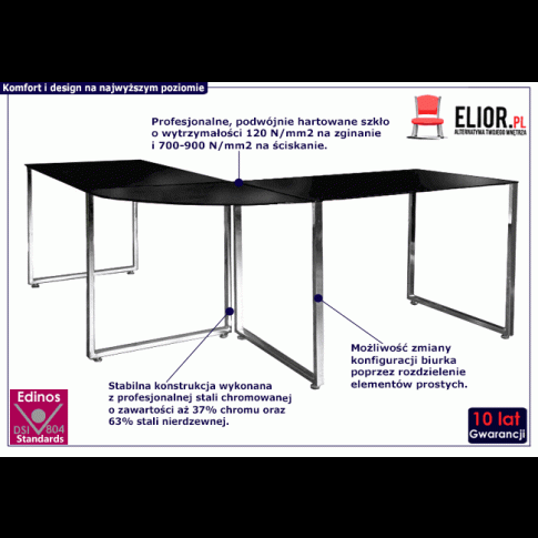 Fotografia Szklane biurko narożne Prince - czarny z kategorii Biurka