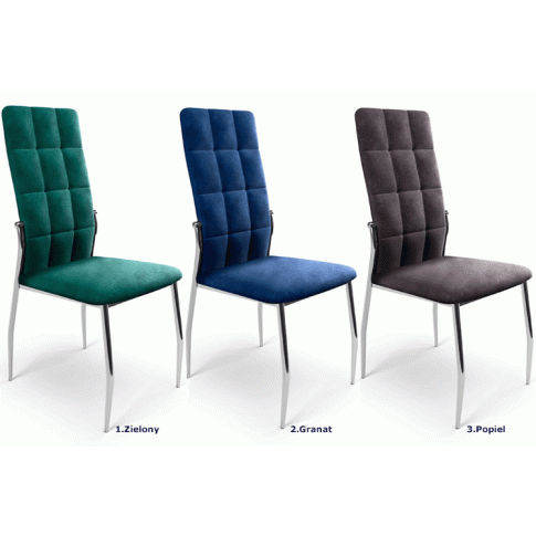 Szczegółowe zdjęcie nr 5 produktu Granatowe nowoczesne pikowane krzesło z weluru - Ninila