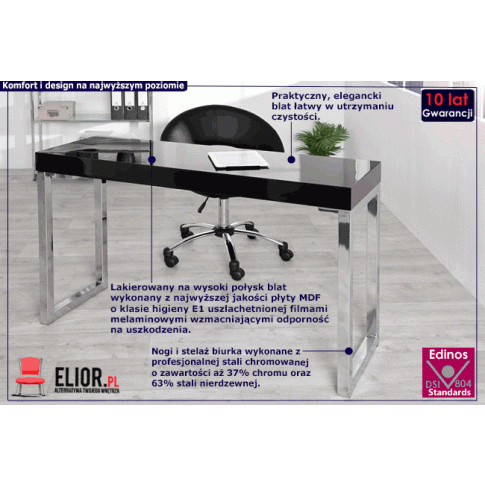 Fotografia Nowoczesne biurko Silja - czarny połysk z kategorii Biurka proste