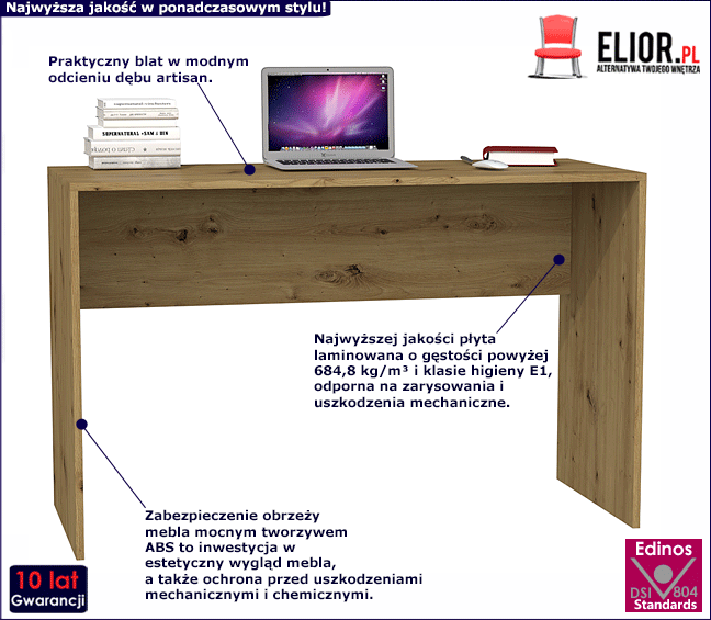 Nowoczesne biurko komputerowe Arwen 2X dąb artisan