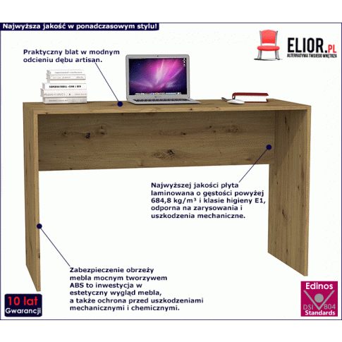 Fotografia Nowoczesne proste biurko dąb artisan - Selex 2X z kategorii Biurka