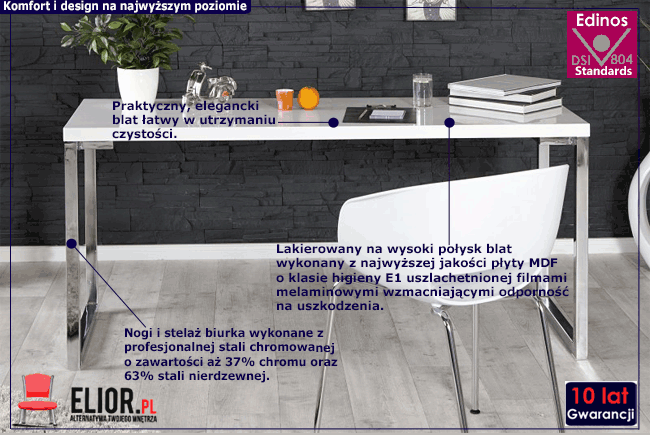 Produkt Minimalistyczne biurko Haga 2X - biały połysk