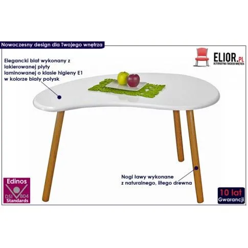 Fotografia Lakierowana ława Colins - biały połysk z kategorii Ławy i stoliki