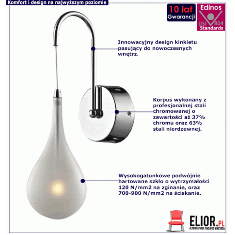 Zdjęcie nowoczesny szklany kinkiet E001-Kamo | Edinos.pl