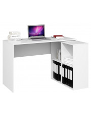 Białe biurko narożne z regałem - Luvis 3X w sklepie Edinos.pl