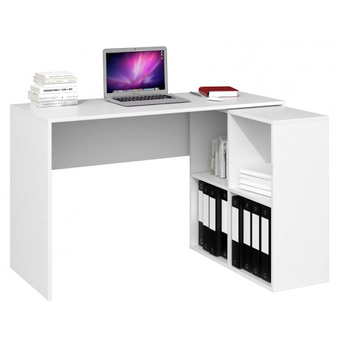 Zdjęcie produktu Białe biurko narożne z regałem - Luvis 3X.