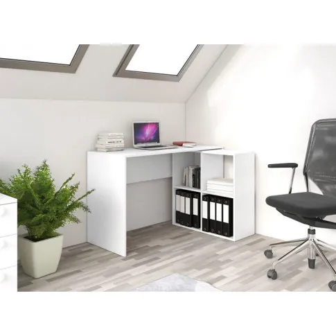 Szczegółowe zdjęcie nr 4 produktu Białe biurko komputerowe narożne z regałem - Selex 3X