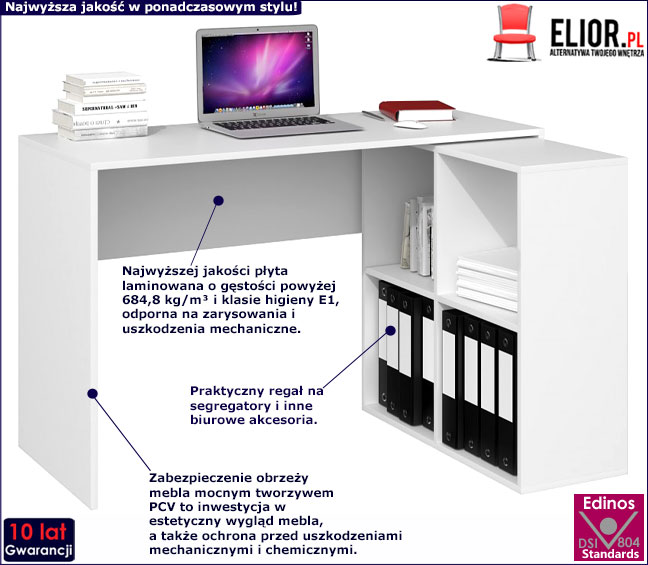 Nowoczesne białe biurko Luvis 3X