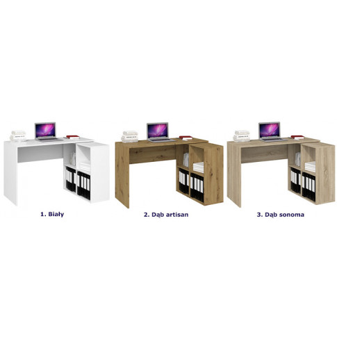 Szczegółowe zdjęcie nr 5 produktu Białe biurko komputerowe narożne z regałem - Luvis 3X
