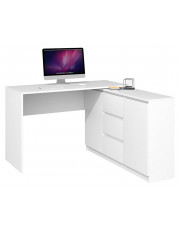 Białe biurko narożne z komodą - Luvis 4X w sklepie Edinos.pl