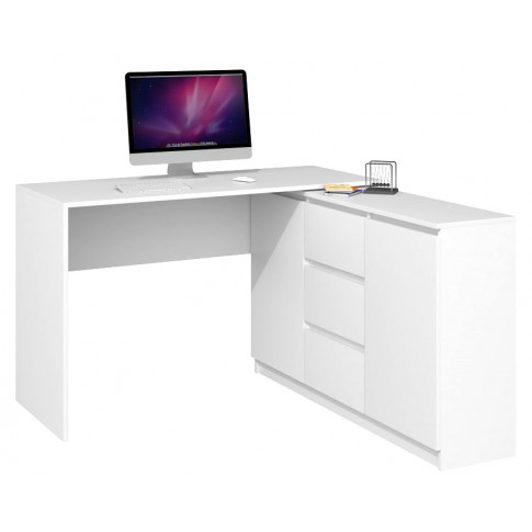 Zdjęcie produktu Białe biurko narożne z komodą - Luvis 4X.