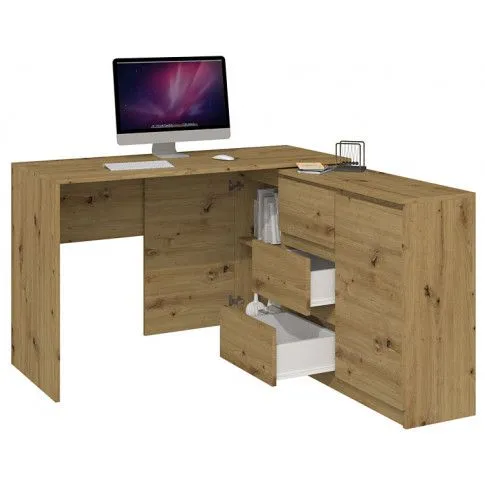 Szczegółowe zdjęcie nr 5 produktu Biurko narożne z komodą Selex 4X - dąb artisan