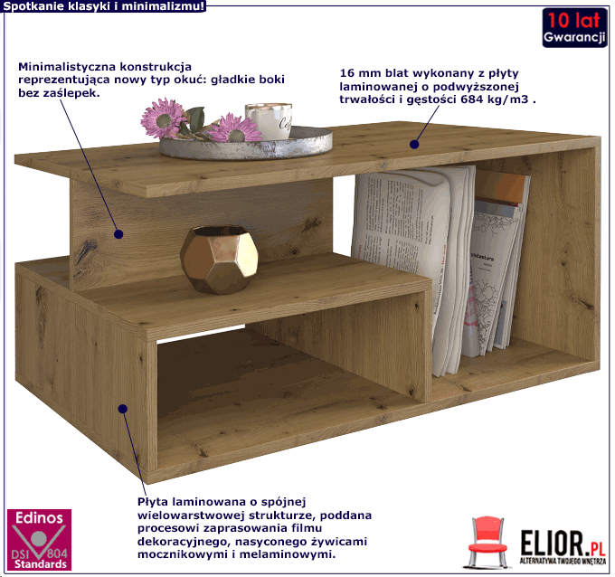 Produkt Minimalistyczna ława Cliper - dąb artisan