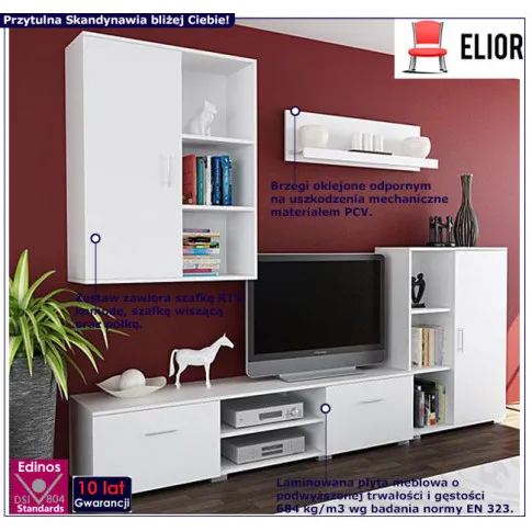 Fotografia Biały zestaw mebli pod TV do salonu Armo 7X z kategorii Salon