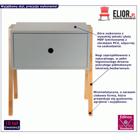 Fotografia Vintage szafka nocna Mami - szara z kategorii Sypialnia