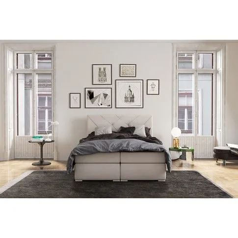 Zdjęcie podwójne łóżko boxspring z pojemnikiem Sempre | Edinos.pl