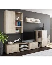 Zestaw mebli do salonu pod TV dąb sonoma - Pixelo 7X w sklepie Edinos.pl