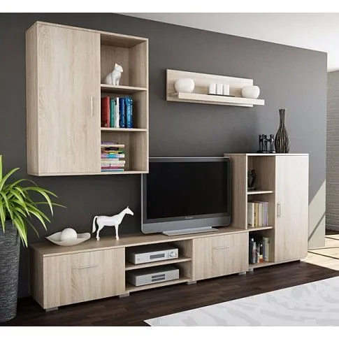 Zdjęcie produktu Zestaw mebli do salonu pod TV dąb sonoma - Pixelo 7X.