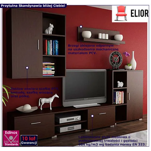 Fotografia Zestaw mebli do salonu pod TV Armo 7X - wenge z kategorii Komplety mebli