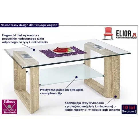 Fotografia Szklana ława Fagit - dąb sonoma z kategorii Ławy i stoliki