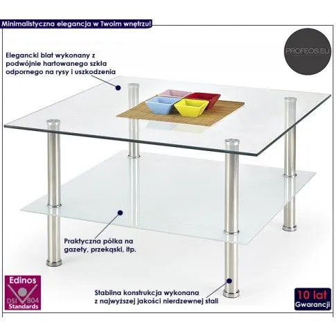 Fotografia Szklana ława kwadrat Taros z kategorii Ławy i stoliki