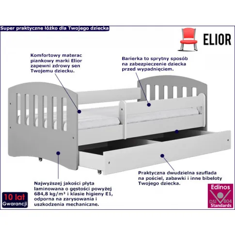 Fotografia Łóżko dziecinne z barierką Rubens 2X mix 80x180 - szare z kategorii Pokój dziecięcy