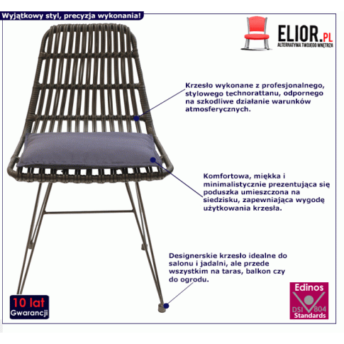 Fotografia Rattanowe krzesło Ruler - czarne z kategorii Stoły, krzesła, ławki