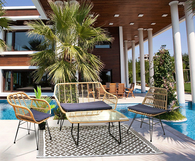 Rattanowe krzesło Ruler naturalne na taras - z poduszką