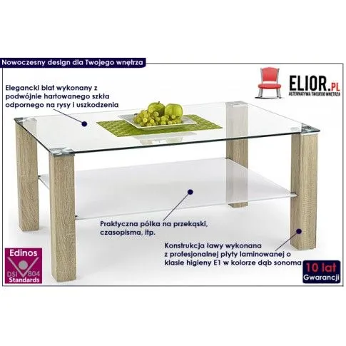 Fotografia Szklana ława Afton - dąb sonoma z kategorii Ławy i stoliki