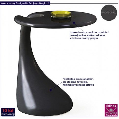 Fotografia Okrągły stolik kawowy Altera - czarny połysk z kategorii Inne stoliki i ławy