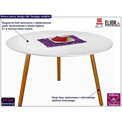 Fotografia Skandynawski stolik kawowy Rosario 2X - biały połysk z kategorii Ławy i stoliki