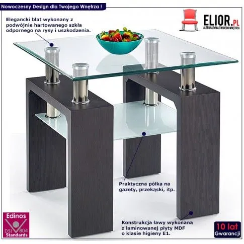 Fotografia Kwadratowy stolik kawowy Tamiza 2X - wenge z kategorii Ławy i stoliki