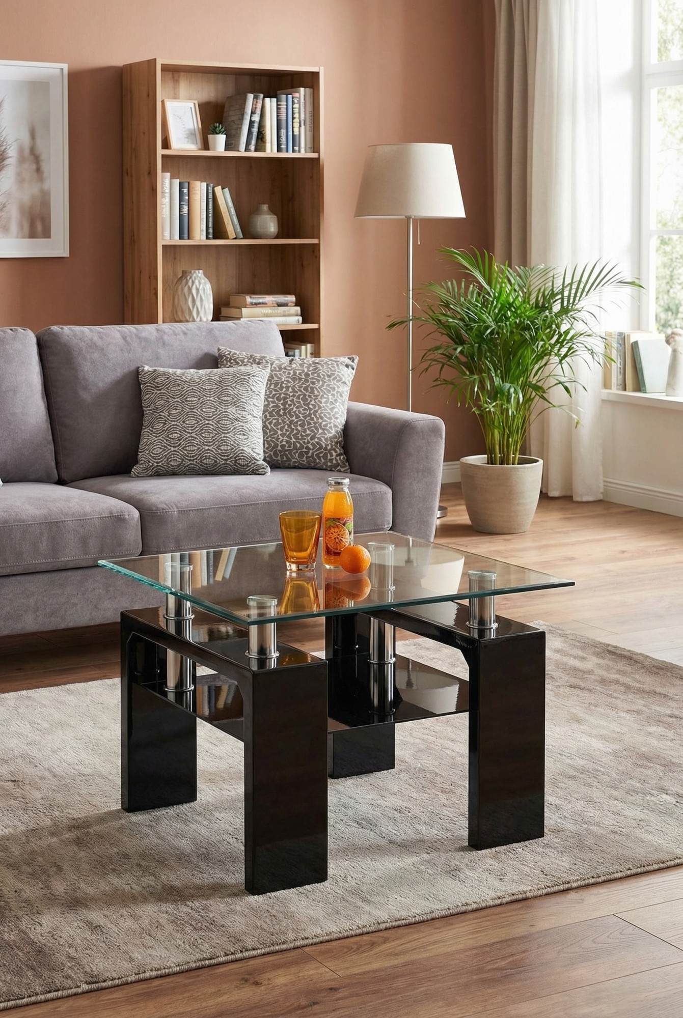 Wizualizacja wnętrza z czarną ławą szklaną Tamiza 3X