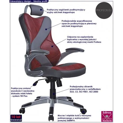 Fotografia Fotel obrotowy Esenrti - popiel + bordowy z kategorii Fotele obrotowe