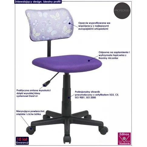 Fotografia Fotel dla dziewczynki Nando - fiolet z kategorii Fotele obrotowe