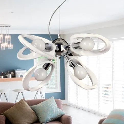 Fotografia Futurystyczny żyrandol E193-Nildi - biały z kategorii Żyrandole