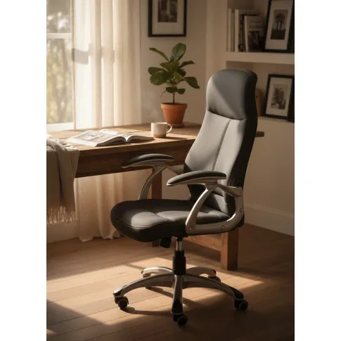 Fotografia Czarny tapicerowany fotel obrotowy - Tula z kategorii Fotele obrotowe