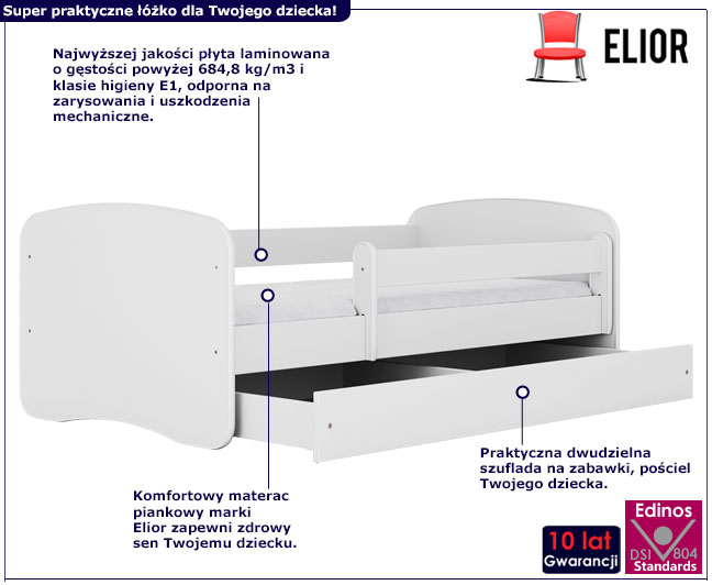 Białe łóżko dziecięce z materacem Happy 2X 
