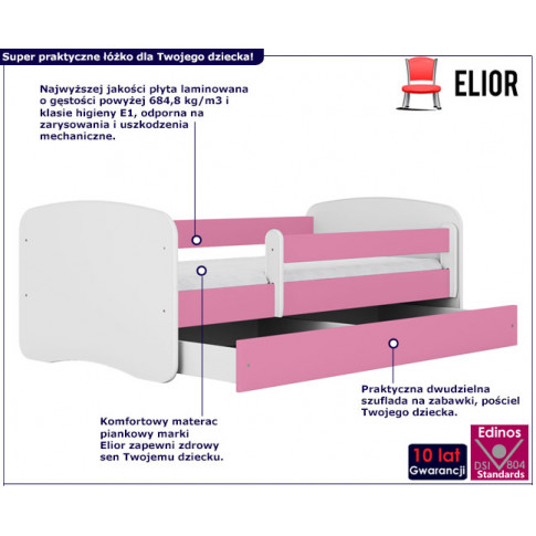 infografika różowego łóżka dla dzieci happy 2x
