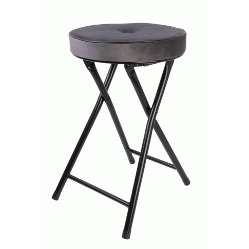 Zdjęcie produktu Welurowy taboret Malex składany - szary.