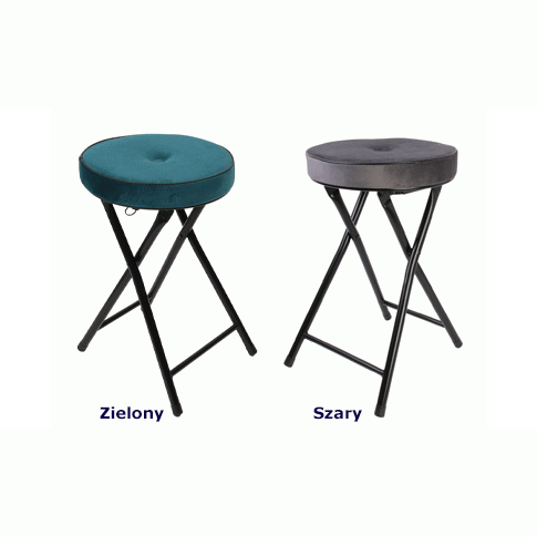 Zdjęcie welurowy taboret Malex składany szary miękki | Edinos.pl