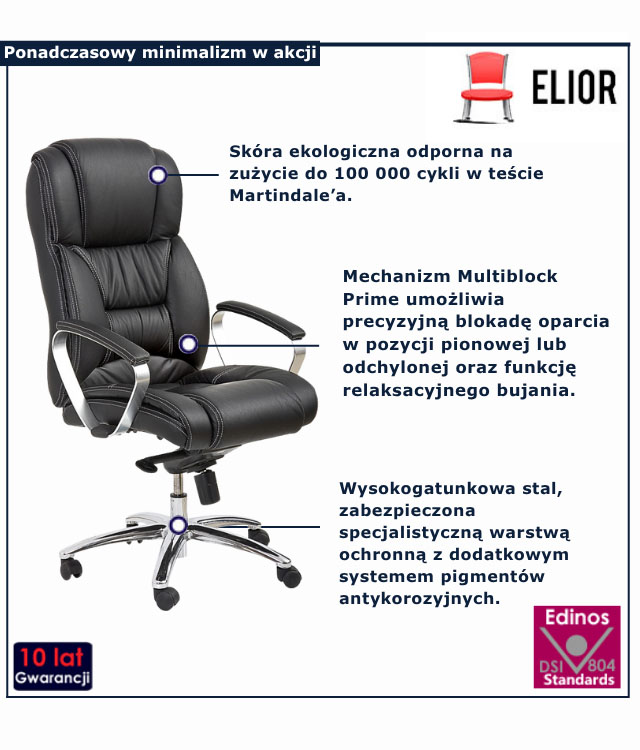fotel obrotowy skóra czarny Kroton biurowy