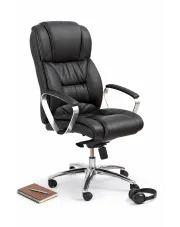 Czarny skórzany ergonomiczny fotel biurowy regulowany - Kroton w sklepie Edinos.pl