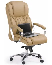 Skórzany beżowy ergonomiczny fotel obrotowy do gabinetu - Kroton w sklepie Edinos.pl