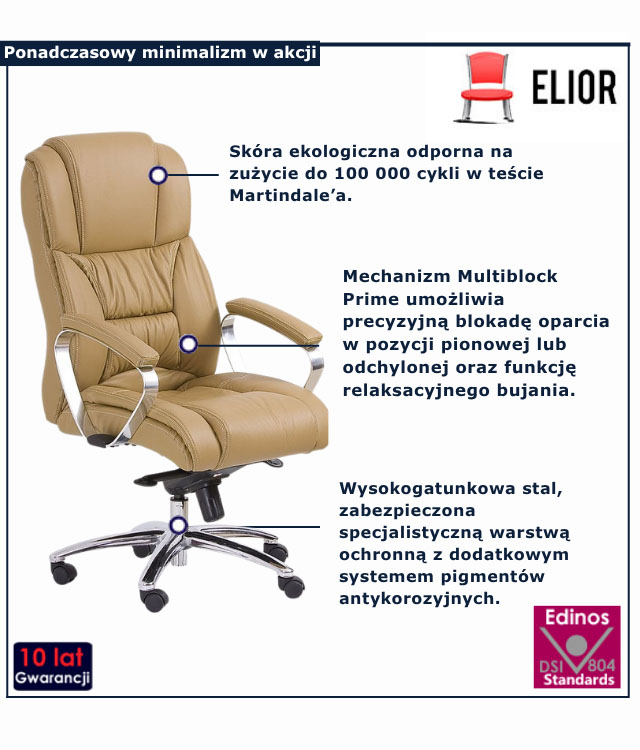 fotel obrotowy skóra bezowey Kroton biurowy