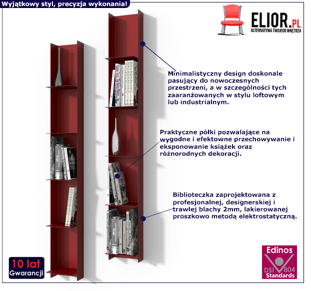 Loftowa biblioteczka wisząca Booki - do salonu